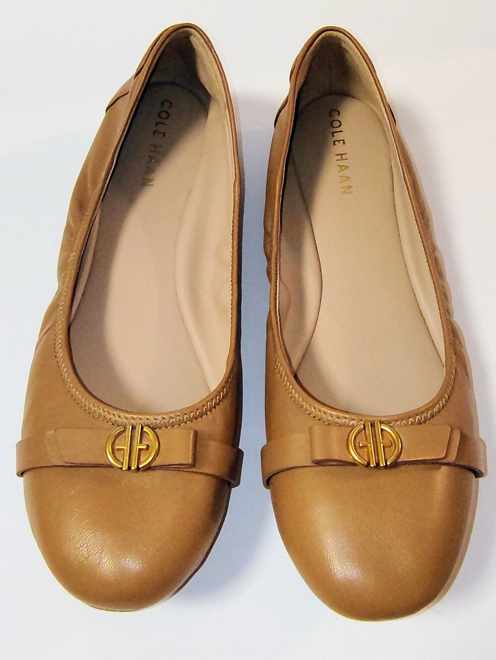 Cole Haan Women's Tova Bow Slip-On Ballet Flat Casual Shoes Pecan Leather 9